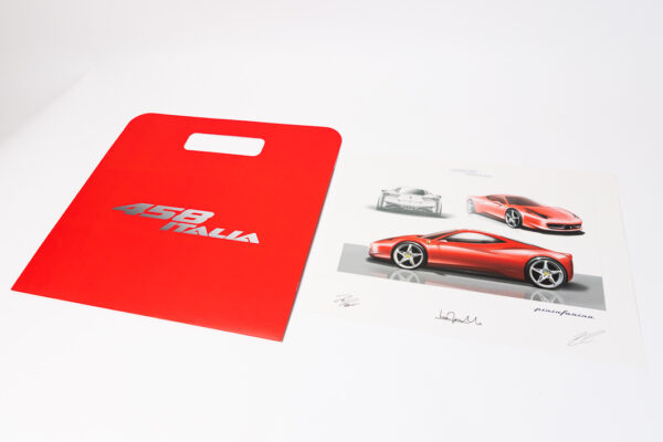 2009-15 Ferrari 458 Italia Lithograph Press Drawing Print