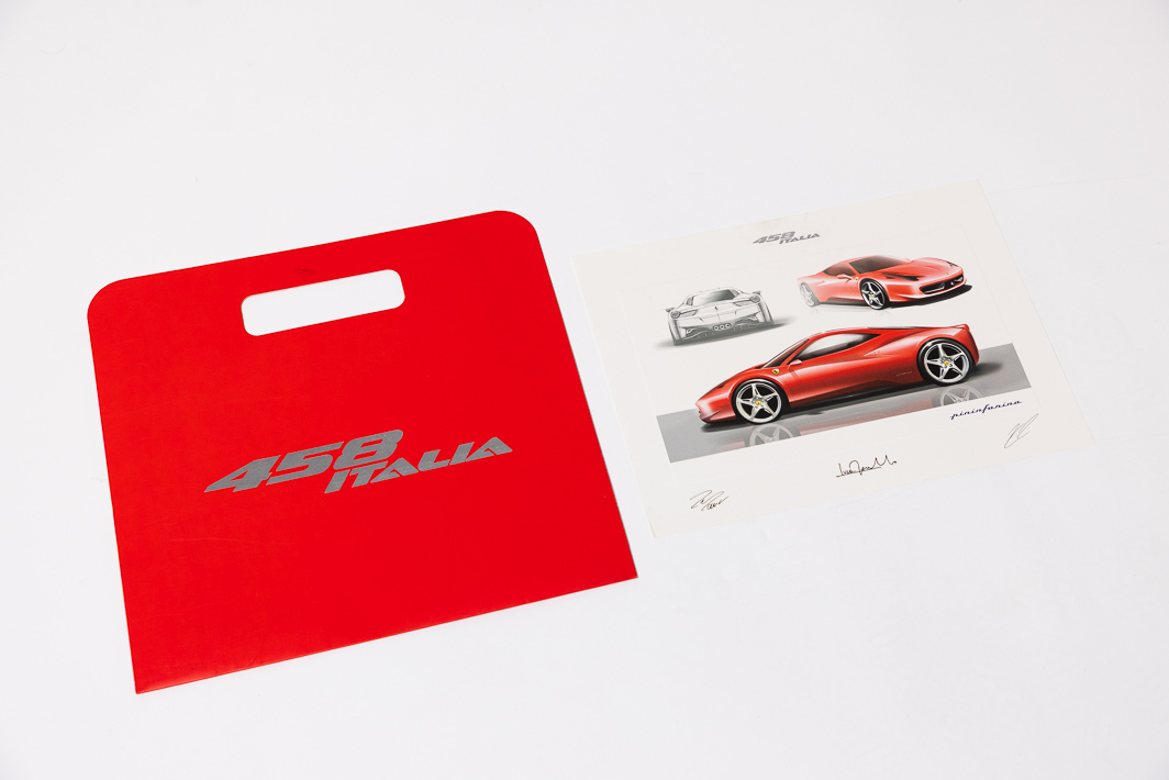 2009-15 Ferrari 458 Italia Lithograph Press Drawing Print