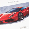 2015-19 Ferrari 488 GTB Lithograph Press Drawing Print