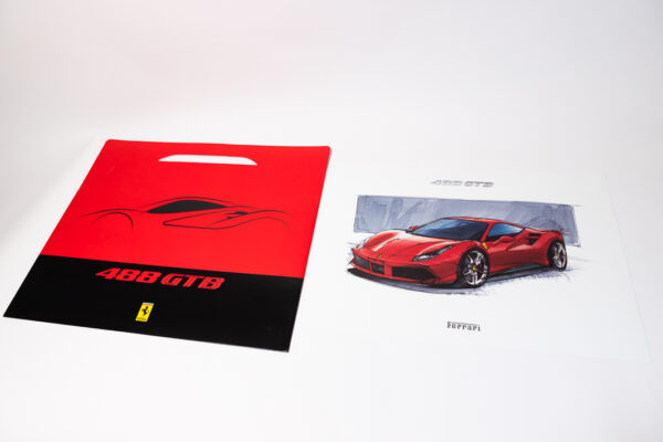 2015-19 Ferrari 488 GTB Lithograph Press Drawing Print