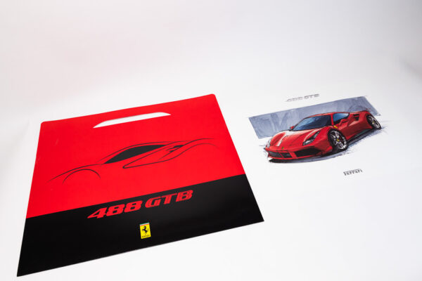 2015-19 Ferrari 488 GTB Lithograph Press Drawing Print