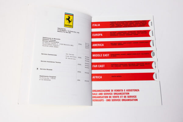 1990 Ferrari Dealer Directory 348 Mondial Testarossa F40