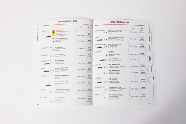 1990 Ferrari Dealer Directory 348 Mondial Testarossa F40