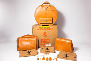 1987-92 Ferrari F40 NOS Complete 3-Piece Schedoni Leather Luggage Set