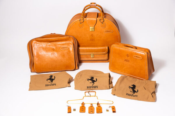 1987-92 Ferrari F40 NOS Complete 3-Piece Schedoni Leather Luggage Set