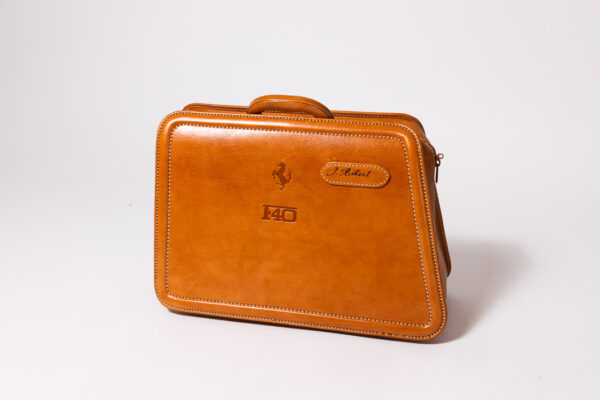 1987-92 Ferrari F40 NOS Complete 3-Piece Schedoni Leather Luggage Set