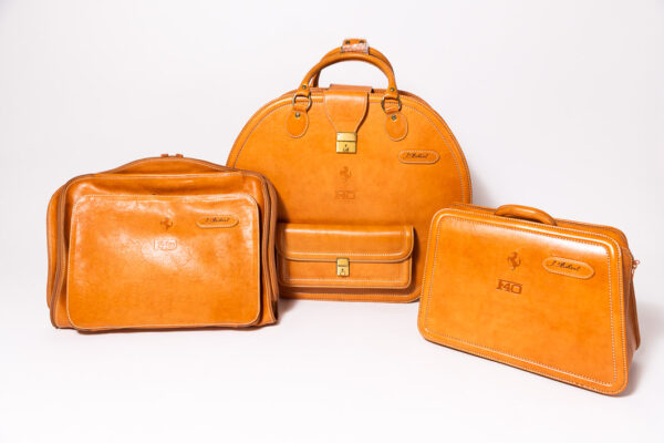 1987-92 Ferrari F40 NOS Complete 3-Piece Schedoni Leather Luggage Set