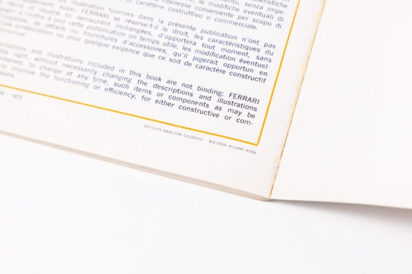 1971-72 Ferrari 246 Dino M-Series Owner’s Manual Handbook