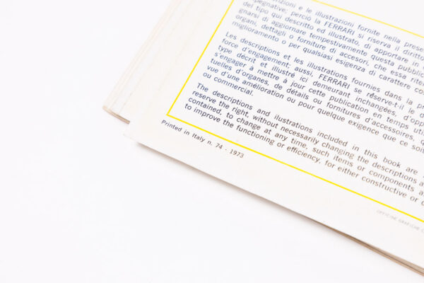 1966-76 Ferrari 365 GTB/4 Daytona Owner's Manual