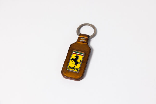 1970-80's Ferrari 308 328 Mondial Testarossa Leather Enamel Shield Keyring