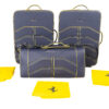 2015-2020 Ferrari 488 Spider 3-Piece Blue Yellow Stitching Schedoni Luggage Set