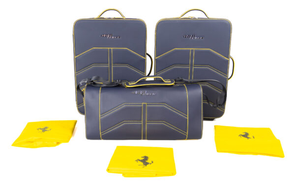 2015-2020 Ferrari 488 Spider 3-Piece Blue Yellow Stitching Schedoni Luggage Set