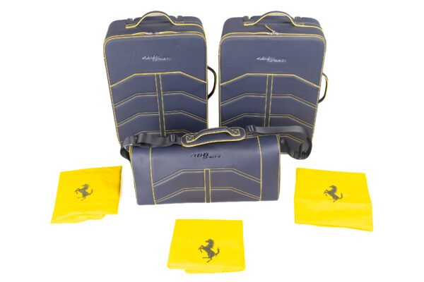 2015-2020 Ferrari 488 Spider 3-Piece Blue Yellow Stitching Schedoni Luggage Set
