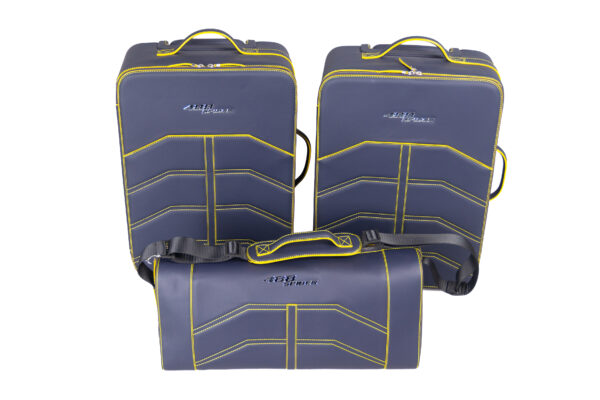 2015-2020 Ferrari 488 Spider 3-Piece Blue Yellow Stitching Schedoni Luggage Set