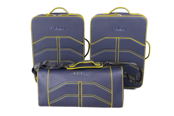 2015-2020 Ferrari 488 Spider 3-Piece Blue Yellow Stitching Schedoni Luggage Set