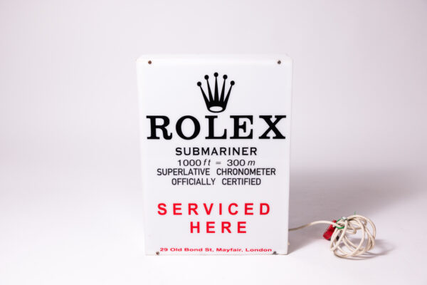 1960-80’s Rolex Submariner Serviced Here Old Bond St Illuminated Sign
