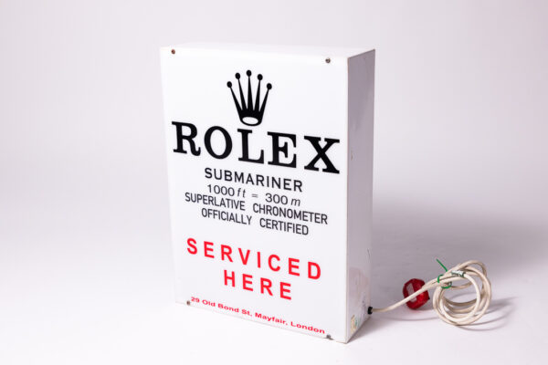 1960-80’s Rolex Submariner Serviced Here Old Bond St Illuminated Sign
