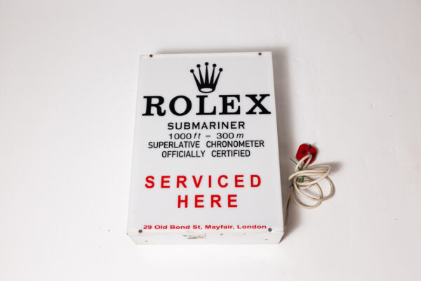 1960-80’s Rolex Submariner Serviced Here Old Bond St Illuminated Sign