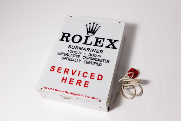1960-80’s Rolex Submariner Serviced Here Old Bond St Illuminated Sign