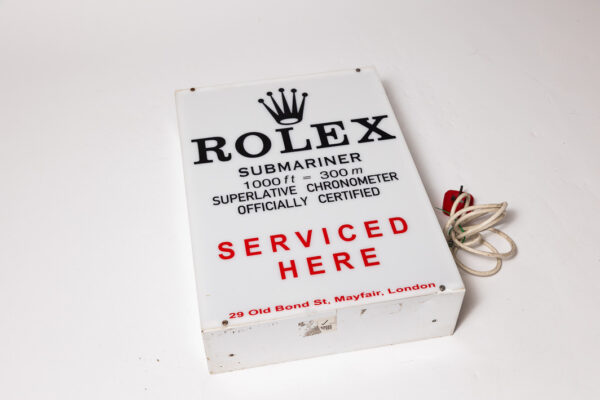 1960-80’s Rolex Submariner Serviced Here Old Bond St Illuminated Sign