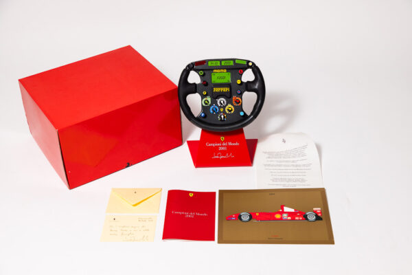 2001 Ferrari F1 Steering Wheel 1:1 Scale Trophy Michael Schumacher Luca De Montezemolo Letter