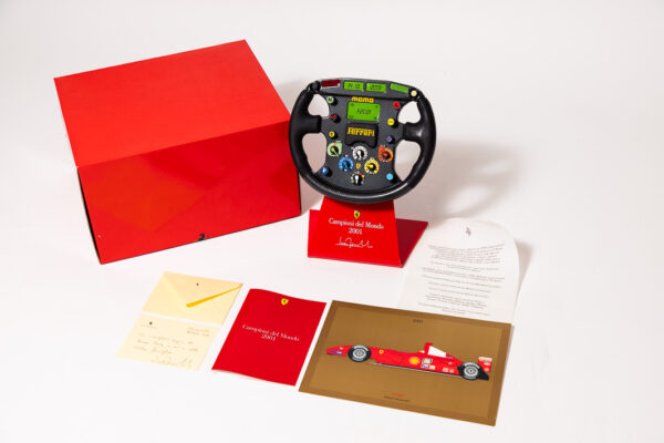 2001 Ferrari F1 Steering Wheel 1:1 Scale Trophy Michael Schumacher Luca De Montezemolo Letter