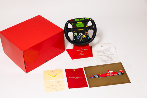 2001 Ferrari F1 Steering Wheel 1:1 Scale Trophy Michael Schumacher Luca De Montezemolo Letter