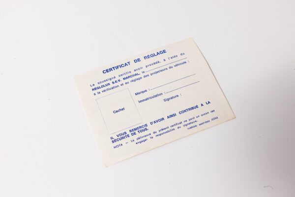 1963-74 S.E.V. Marchal Headlamp Headlight Certificate Card Ferrari 250 275 330 365 Daytona Dino