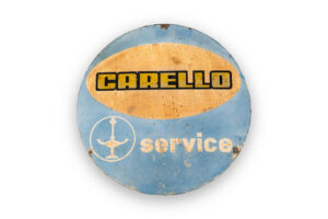1950-70's Carello Service Round Enamel Porcelain Workshop Sign 250 275 330 Dino