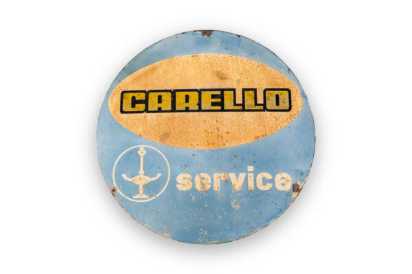 1950-70's Carello Service Round Enamel Porcelain Workshop Sign 250 275 330 Dino