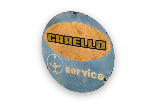 1950-70's Carello Service Round Enamel Porcelain Workshop Sign 250 275 330 Dino