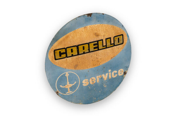 1950-70's Carello Service Round Enamel Porcelain Workshop Sign 250 275 330 Dino
