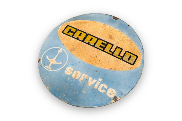 1950-70's Carello Service Round Enamel Porcelain Workshop Sign 250 275 330 Dino