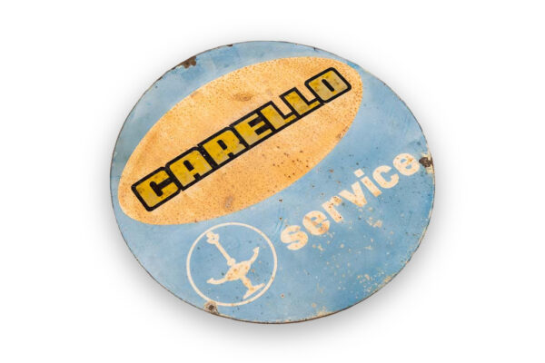 1950-70's Carello Service Round Enamel Porcelain Workshop Sign 250 275 330 Dino