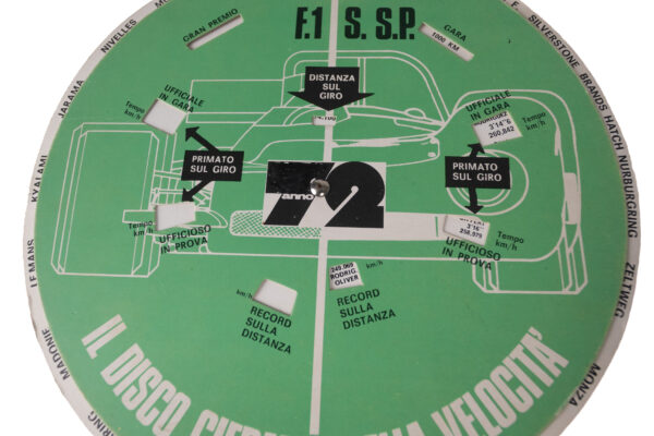 1972 F1 Il Disco Cifrario della Velocità Circuits Cars Paper Wheel Chart