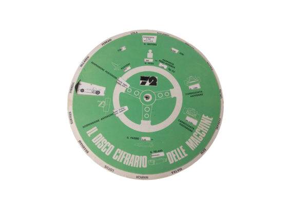 1972 F1 Il Disco Cifrario della Velocità Circuits Cars Paper Wheel Chart