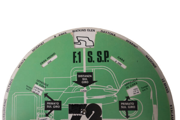 1972 F1 Il Disco Cifrario della Velocità Circuits Cars Paper Wheel Chart