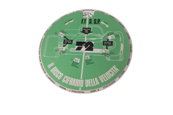 1972 F1 Il Disco Cifrario della Velocità Circuits Cars Paper Wheel Chart