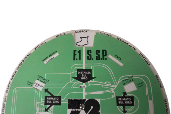 1972 F1 Il Disco Cifrario della Velocità Circuits Cars Paper Wheel Chart