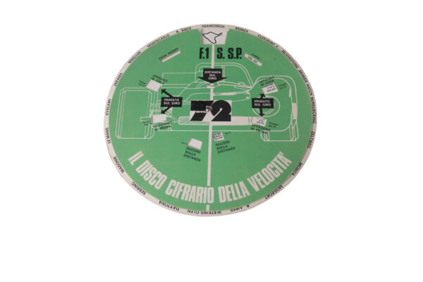 1972 F1 Il Disco Cifrario della Velocità Circuits Cars Paper Wheel Chart