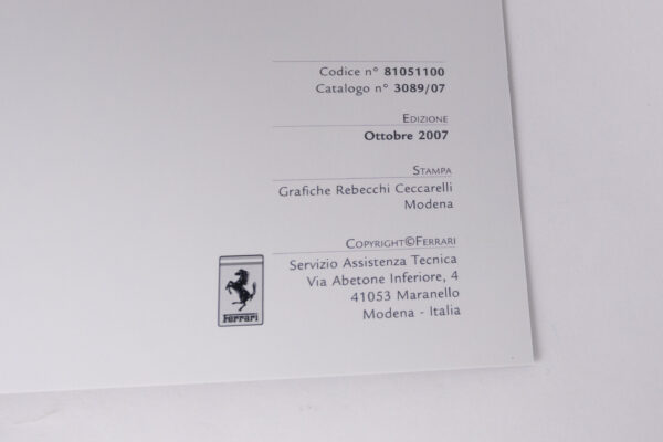 2007-09 Ferrari 430 Scuderia Blank Warranty Card Service Book