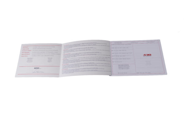 2007-09 Ferrari 430 Scuderia Blank Warranty Card Service Book
