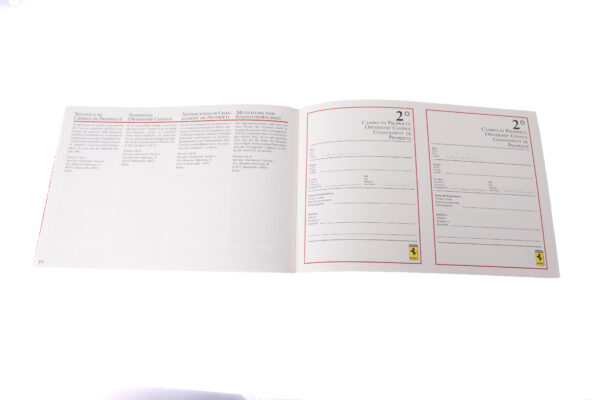 1999-2005 Ferrari 360 Modena Blank Warranty Service Book