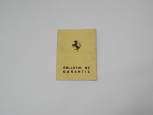 Ferrari 365 GT 2+2 Warranty Card Manual Handbook